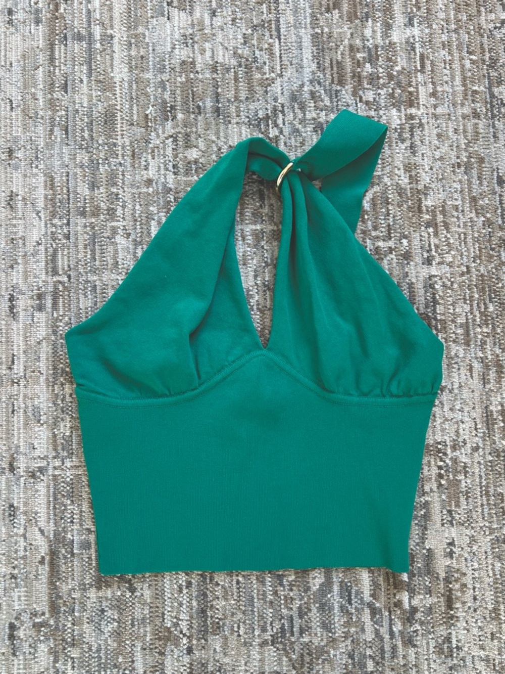Zara Green One Shoulder Cropped Tank Top